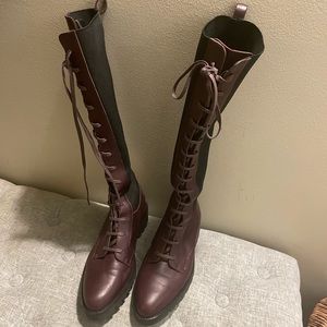 Theory burgundy lace boot, pull ons - size 8